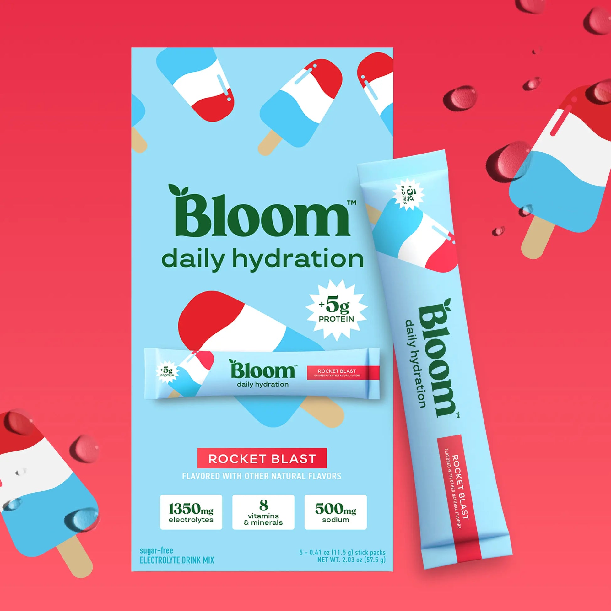New - Bloom Nutrition Daily Hydration Sticks (5 Sticks) - 1350Mg Electrolytes, 5G Clear Whey Protein & Collagen, 8 Key Vitamins, Sugar-Free Drink Mix for Hydration, Recovery & Skin Health