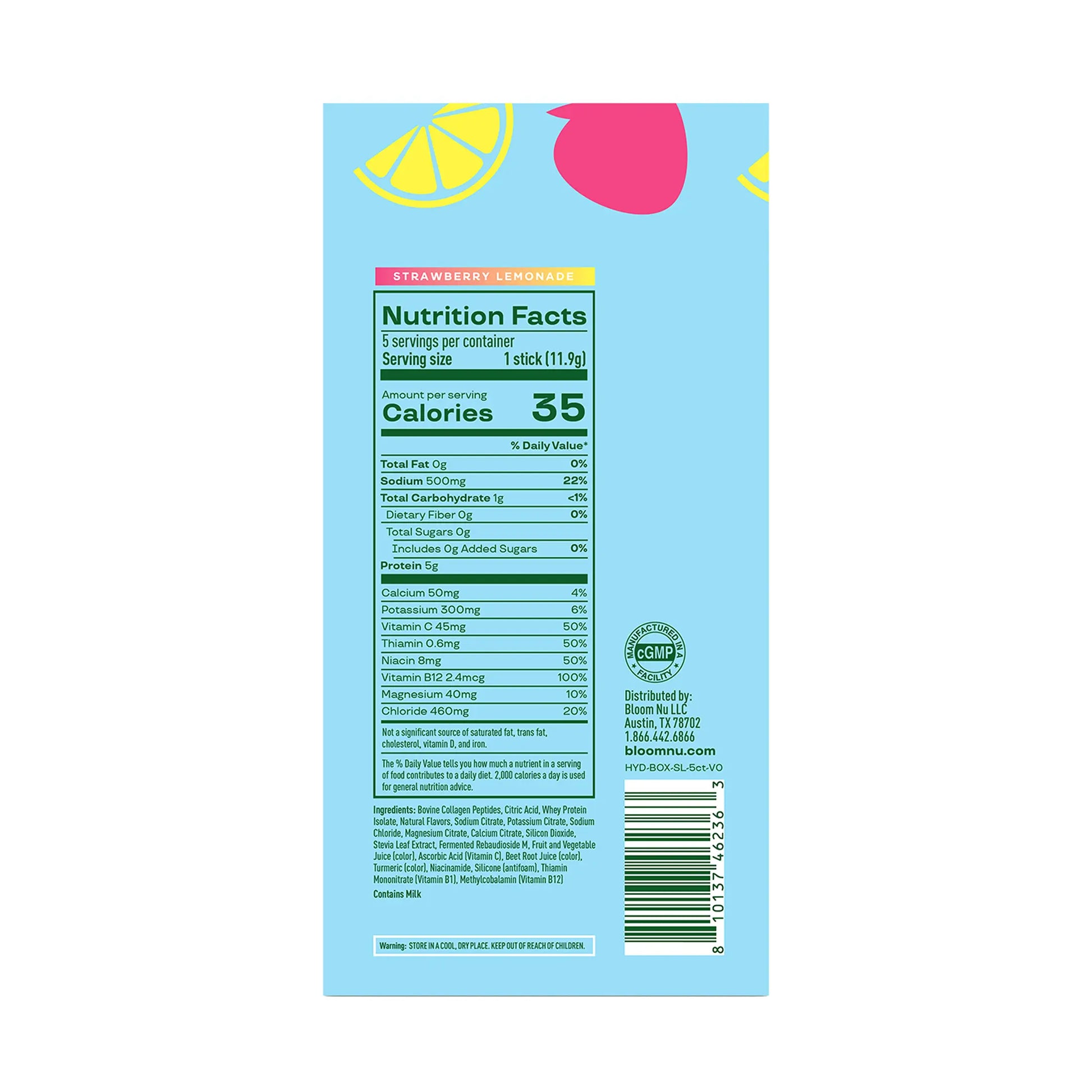 New - Bloom Nutrition Daily Hydration Sticks (5 Sticks) - 1350Mg Electrolytes, 5G Clear Whey Protein & Collagen, 8 Key Vitamins, Sugar-Free Drink Mix for Hydration, Recovery & Skin Health