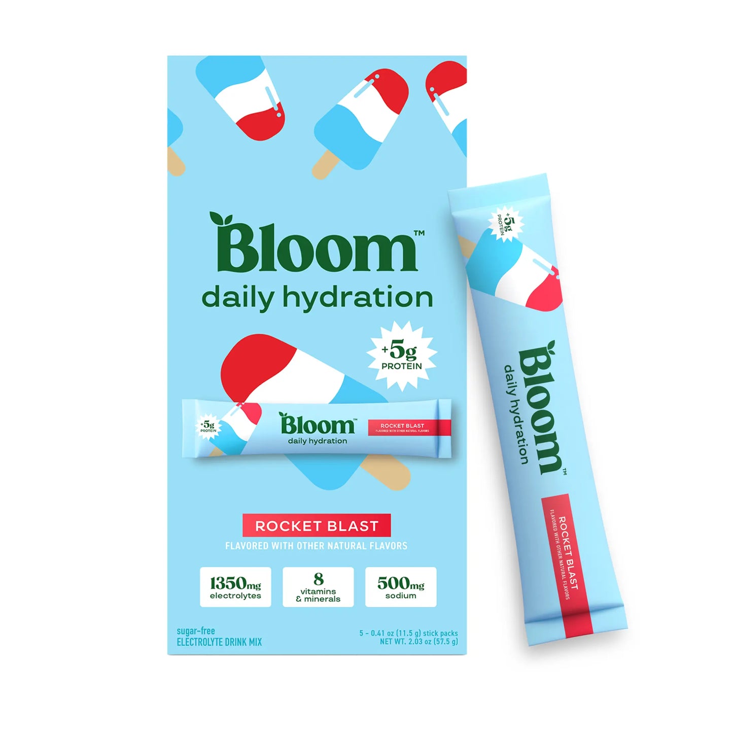 New - Bloom Nutrition Daily Hydration Sticks (5 Sticks) - 1350Mg Electrolytes, 5G Clear Whey Protein & Collagen, 8 Key Vitamins, Sugar-Free Drink Mix for Hydration, Recovery & Skin Health