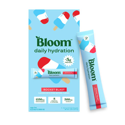New - Bloom Nutrition Daily Hydration Sticks (5 Sticks) - 1350Mg Electrolytes, 5G Clear Whey Protein & Collagen, 8 Key Vitamins, Sugar-Free Drink Mix for Hydration, Recovery & Skin Health